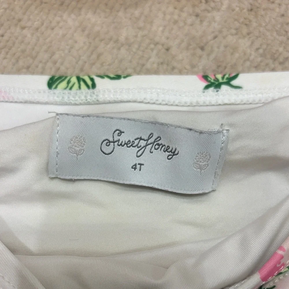 Sweet Honey- Girls Two-Piece Strawberry Print Tankini with Pink Gingham Ruffle - Picture 2 of 9